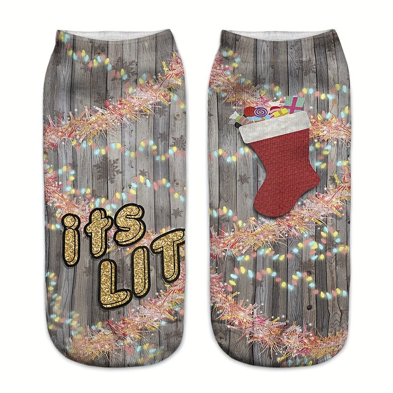 4 Pairs Christmas Print Low Cut Socks Women's Stockings