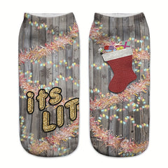 4 Pairs Christmas Print Low Cut Socks Women's Stockings