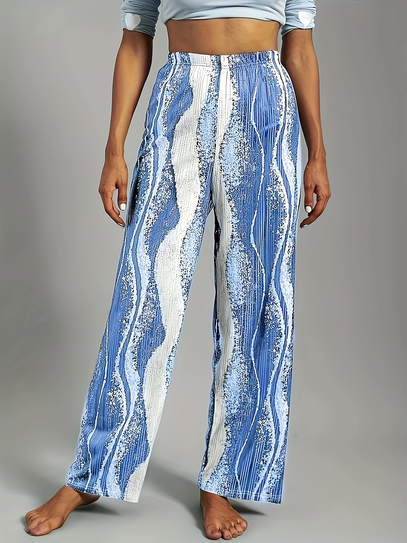  Casual Pants Women's Plus Letter Print Wide Leg Trousers