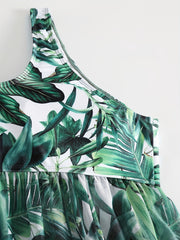  Vacay Tankini Set Women's Plus Tropical Print Round Neck
