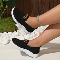 Women's Knit Breathable Flat Shoes Slip on Casual Footwear