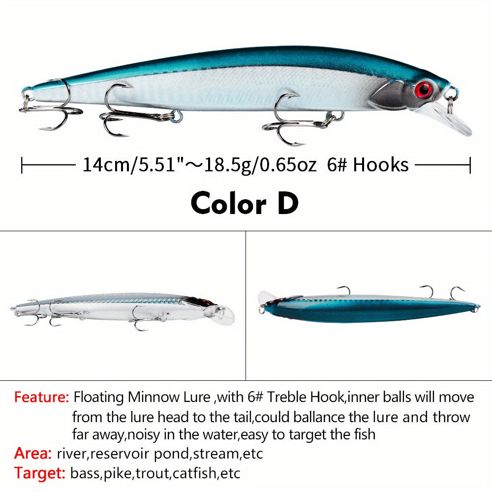 Lifelike Wobbler Fishing Lure 3D Eyes 18.5g Minnow Artificial Hard Bait Fishing