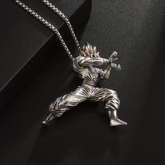 Yellow Hair Kung Fu Man Pendant Necklace For Men Kids Anime Exhibition