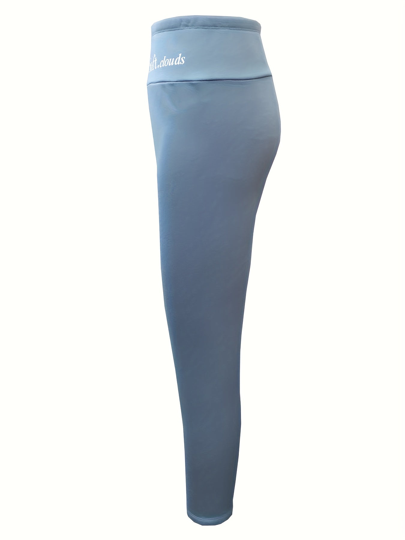  Sports Leggings Women's Plus Letter Print Fleece Lined Wide Waistband
