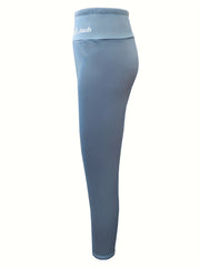  Sports Leggings Women's Plus Letter Print Fleece Lined Wide Waistband