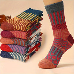 5 Pairs Geometric Pattern Socks Soft Mid Tube Women's Stockings