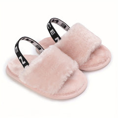 Furry Sandals For Baby Girls Lightweight Non slip Walking Shoes