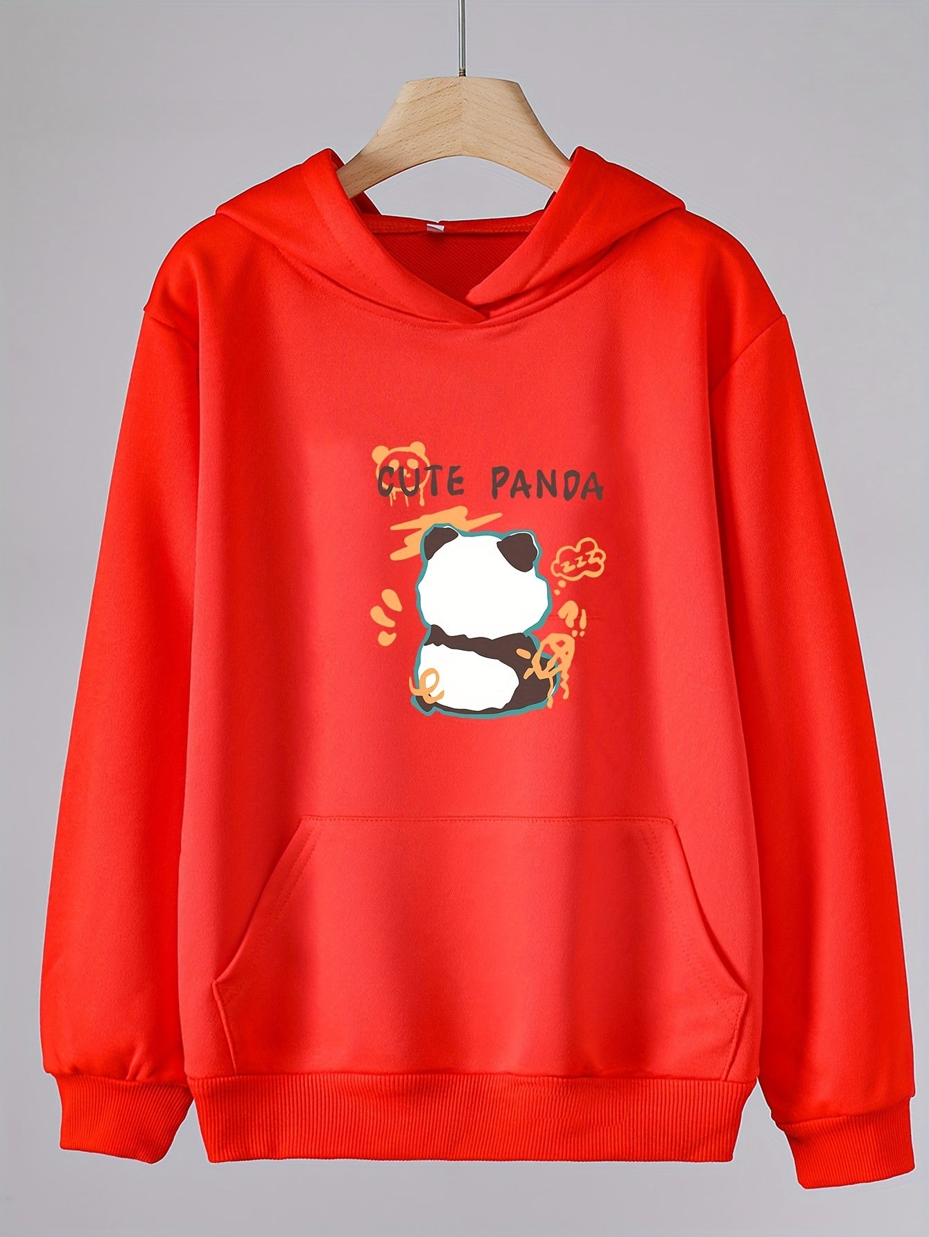 Girls Panda Pattern Hooded Sweatshirt Long Sleeve Pullover