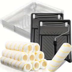 42pcs Paint Roller Cover Set with Tray and Liner, Microfiber Covers, Frame
