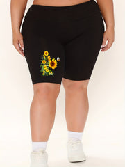  Women's Graphic Print High Rise Skinny Fitness Shorts