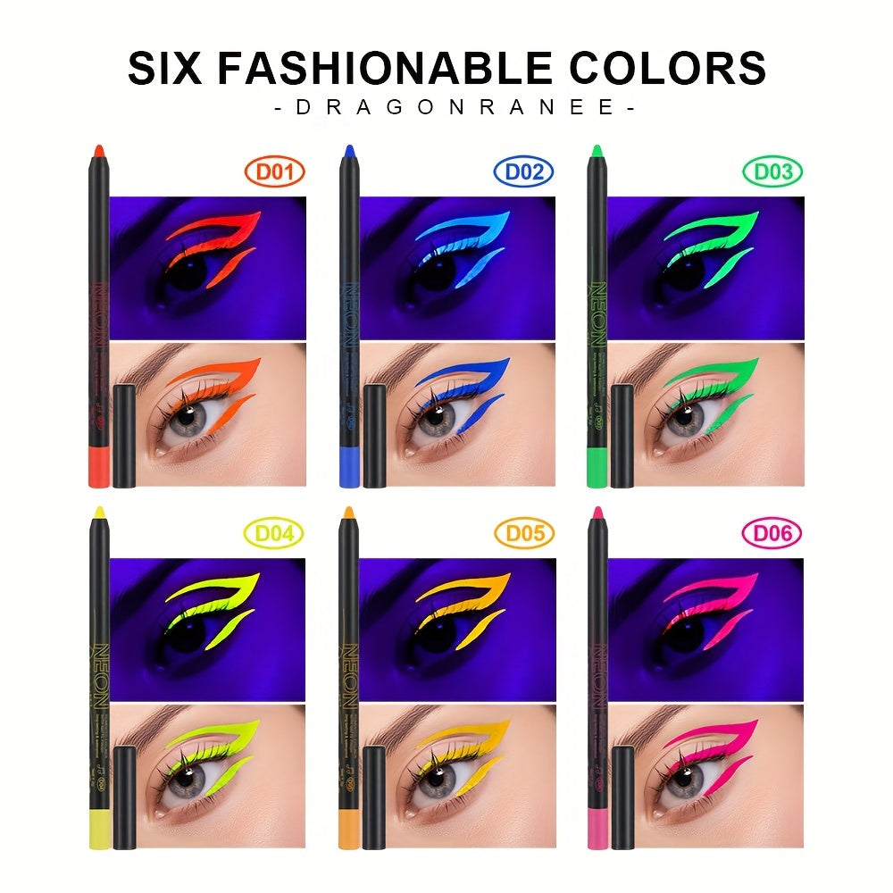 6 Colors Fluorescent Eyeliner UV Light Waterproof Pen