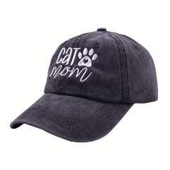 Cat Dog Mom Baseball Cap Vintage Embroidered Washed Distressed Dad Hat