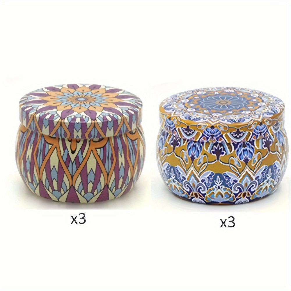 6PCS Flower Pattern Metal Jar Storage Box