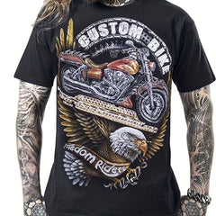 Motorcycle Eagle 3D Print Men's Short Sleeve Tee Stylish Summer Shirt