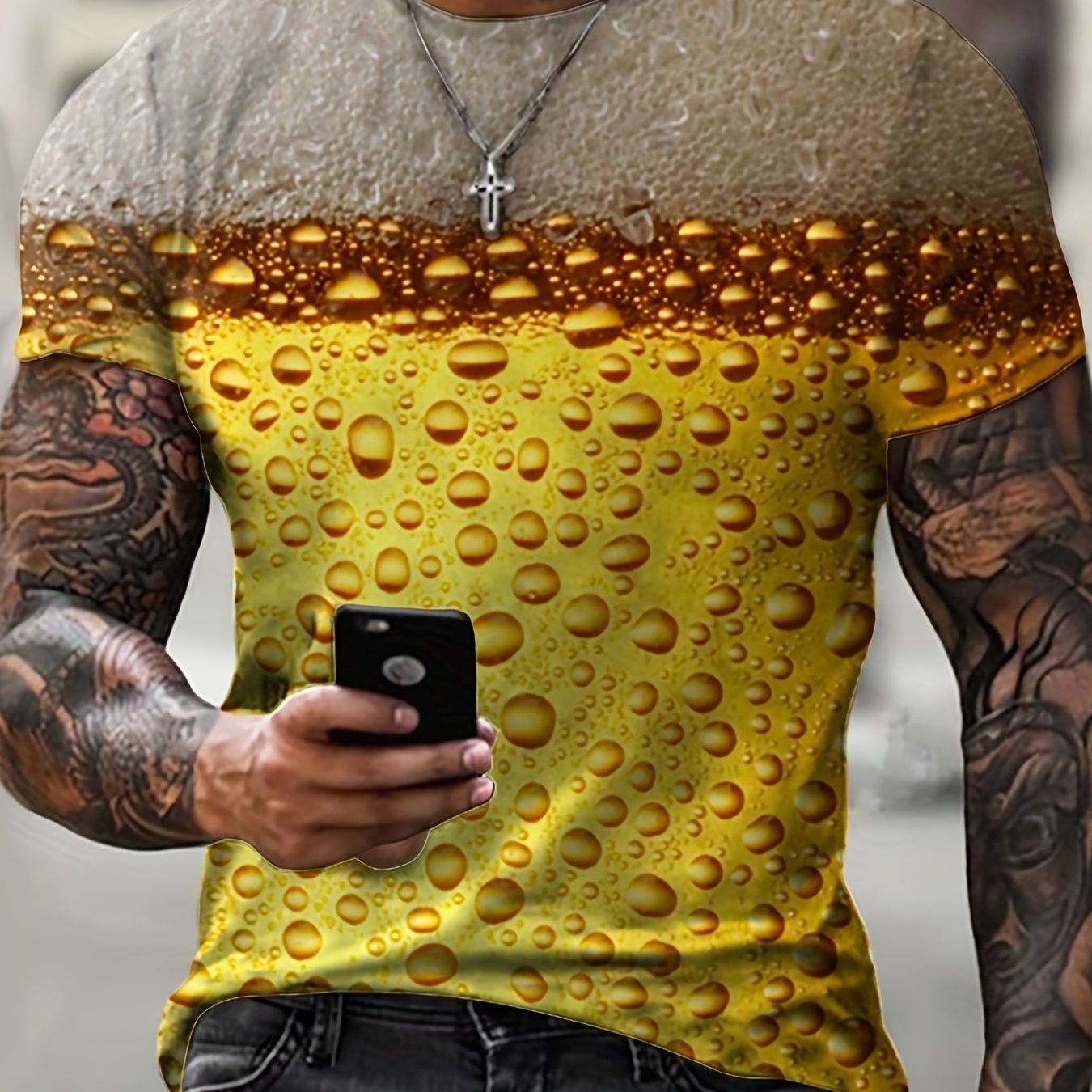 Stylish 3D Beer Graphic Print T-Shirt for Summer
