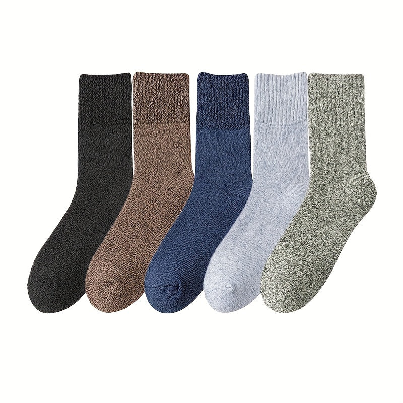 5 Pairs Warm Plush Crew Socks, Coldproof & Thickened, Home & Sports Use