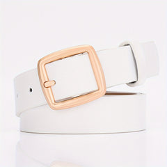 Square Buckle Casual Belt Solid PU Belt Waistband Coat Girdle
