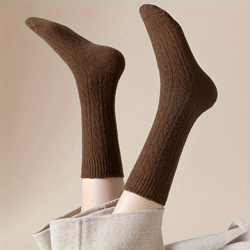 5 Pairs Soft Textured Mid Tube Socks Women's Stockings & Hosiery