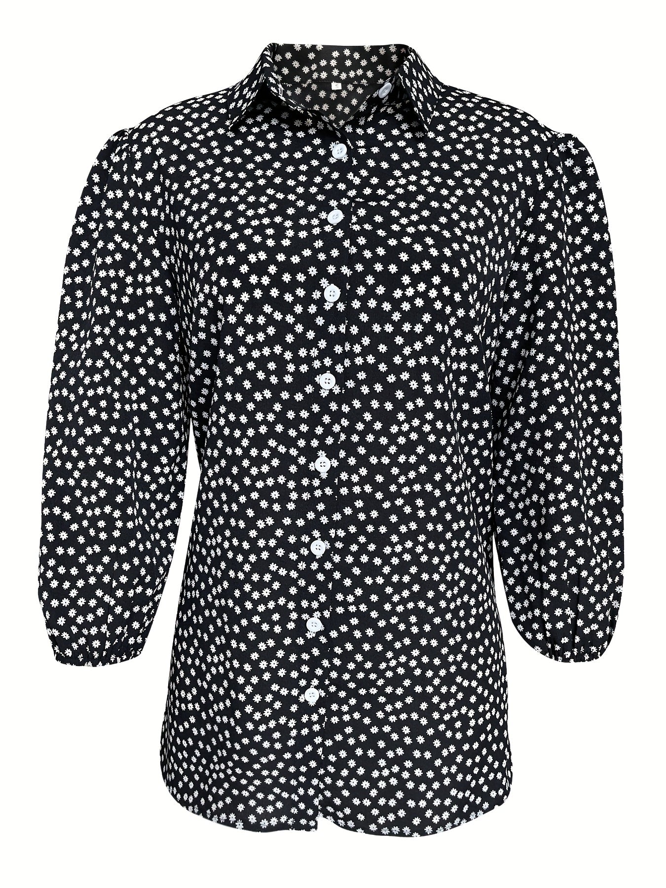  Boho Blouse Floral Print Puff Sleeve Shirt