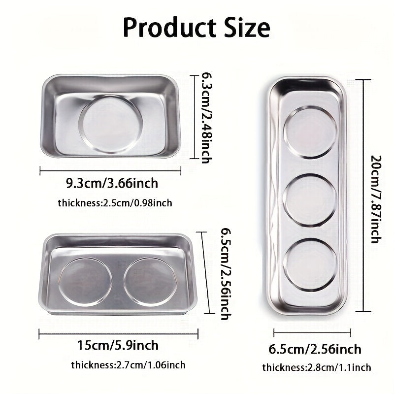 Stainless Steel Magnetic Tray Tool Parts Storage for Screws Sockets Bolts Pins