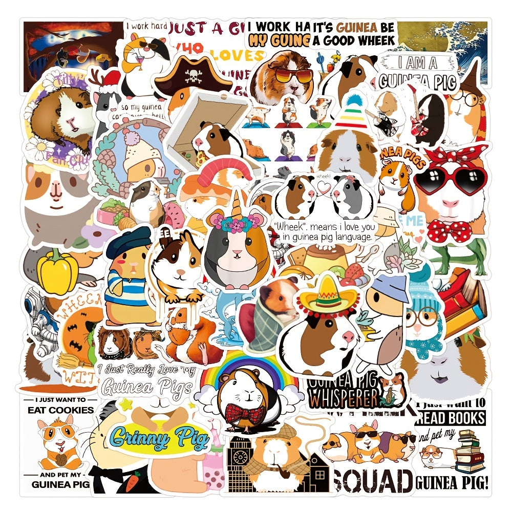 50 PCS Guinea Pig Doodle Stickers for Laptop Phone Skateboard