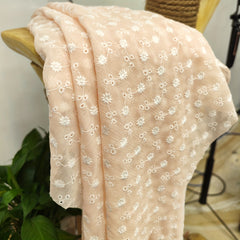 1yd Comfortable Embroidered Chiffon Fabric for DIY Clothes Pants Dress