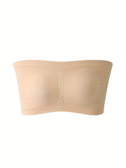 2 Pack Plus Size Tube Bra Set Women's Solid Wireless Removable Pad