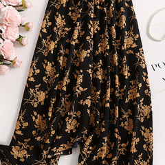  Vacay Skirt Women's Plus Floral Print Ruffle Trim Maxi Skirt