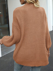  Solid Lantern Sleeve Cardigan