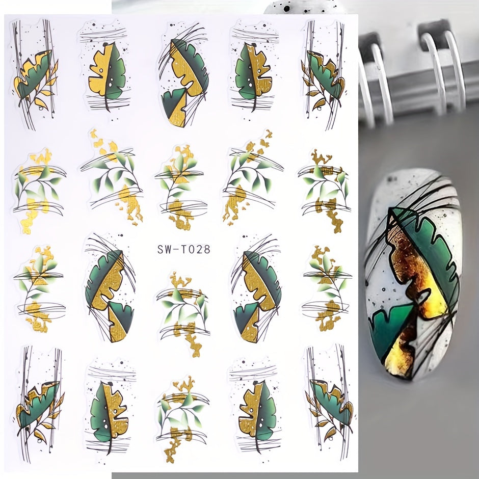 Bronzing Golden Leaf Nail Stickers for Unique Manicure