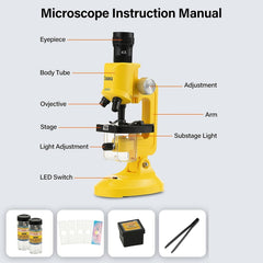 BEST Kids' Educational Microscope 1200x Magnification Fiber Spectrums Specimen B