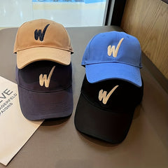 Inclined W Embroidery Baseball Cap Women Casual Sunscreen Sports Hat