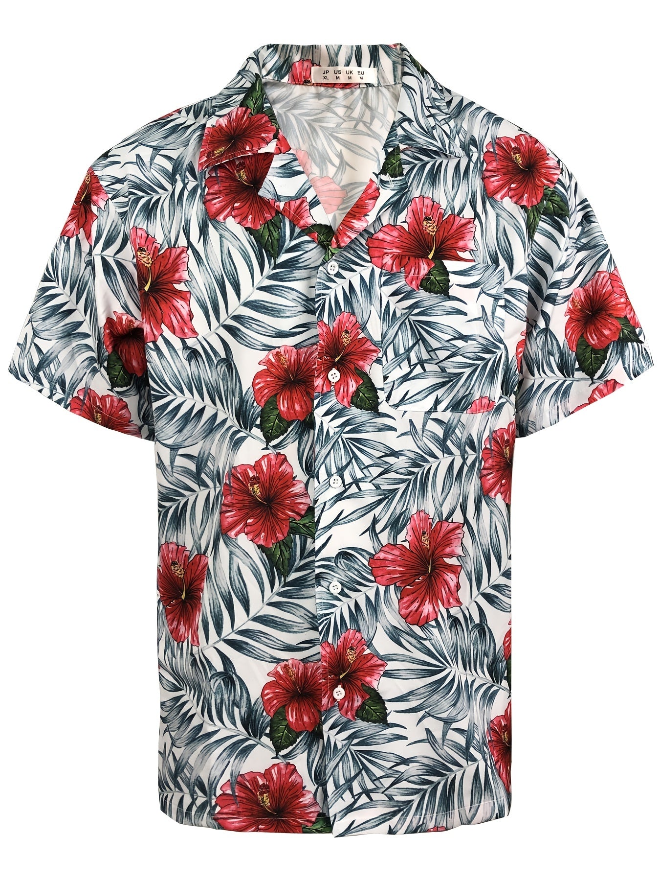 Floral Hawaiian Shirt Men's Casual Button Up Short Sleeve Summer Vacation Resort