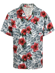 Floral Hawaiian Shirt Men's Casual Button Up Short Sleeve Summer Vacation Resort