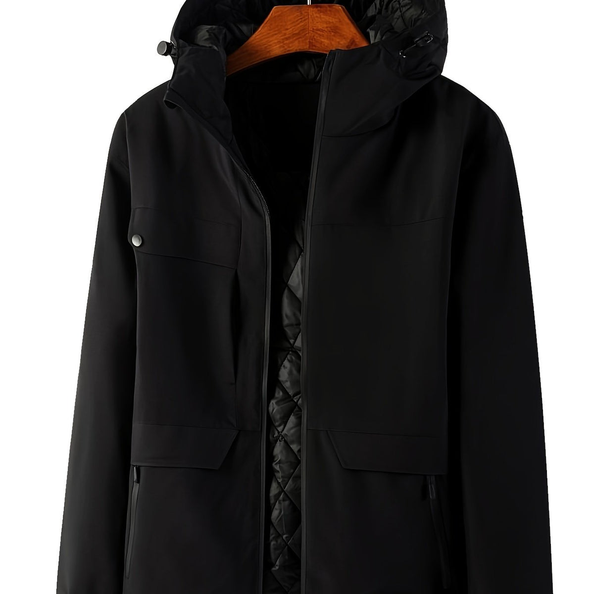 Men's Windproof Hooded Cotton Padded Jacket for Winter