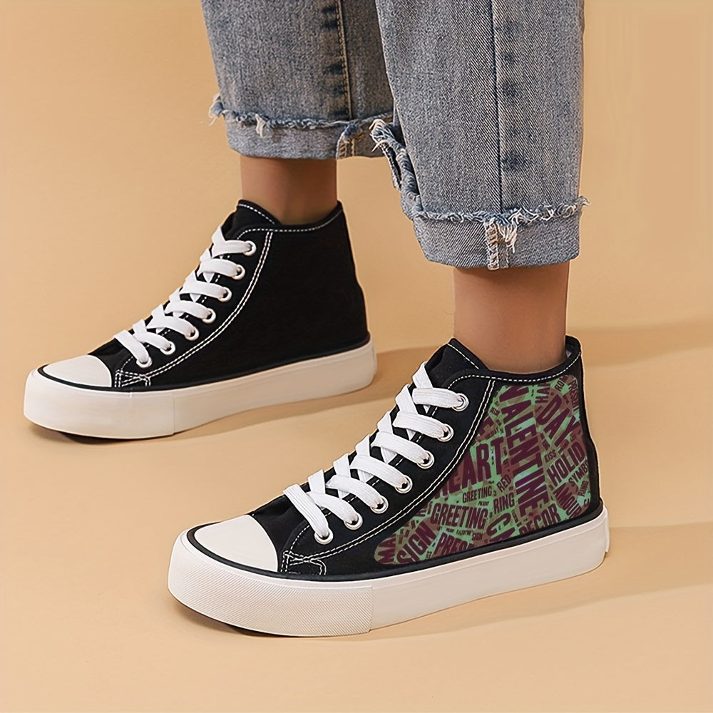 Girl's High Top Heart Skate Shoes Non Slip Lace Up Sneakers