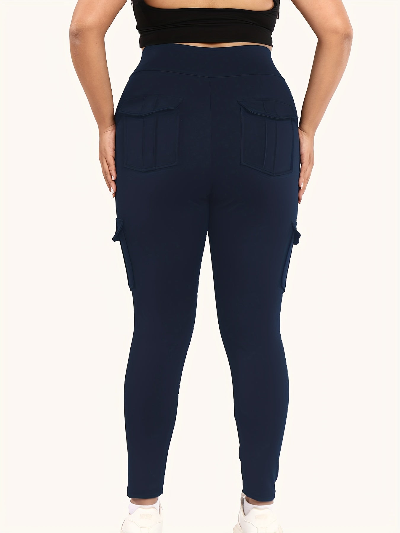  High Rise Skinny Fitness Leggings With Flap Pockets