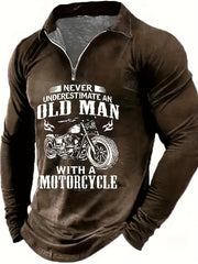 Motorcycle And Letters Pattern Men's Custom Fit Long Sleeve Shirt