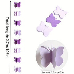 2pcs Light Purple Butterfly Paper Garland for Events