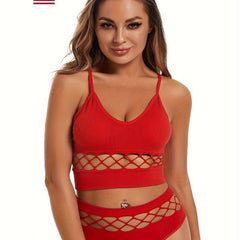 Mesh Breathable Sports Bra & Quick Dry Panties Set for Women
