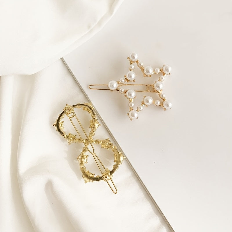 Heart Round Metal Hair Clip Geometric Hair Accessories for Girls