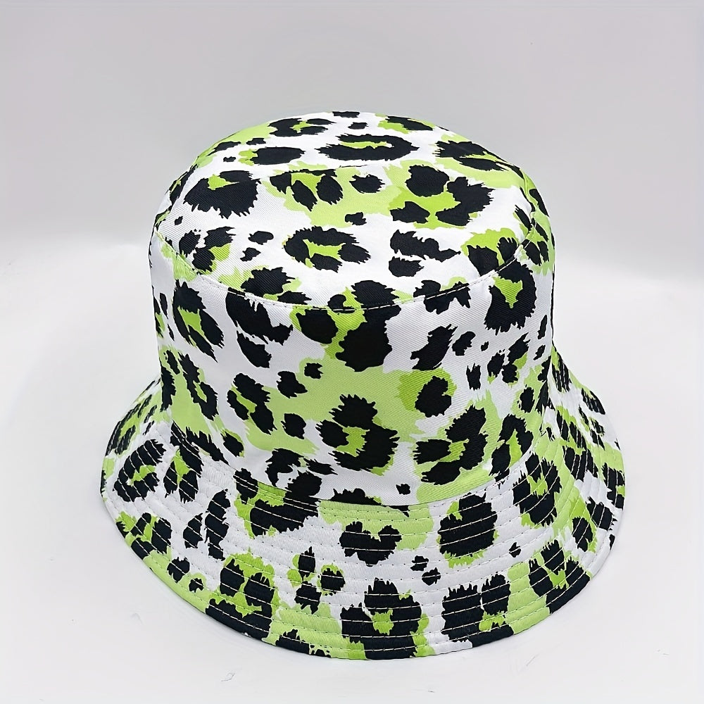 Leopard Print Bucket Hat Reversible Sunscreen Cap Fisherman Cap
