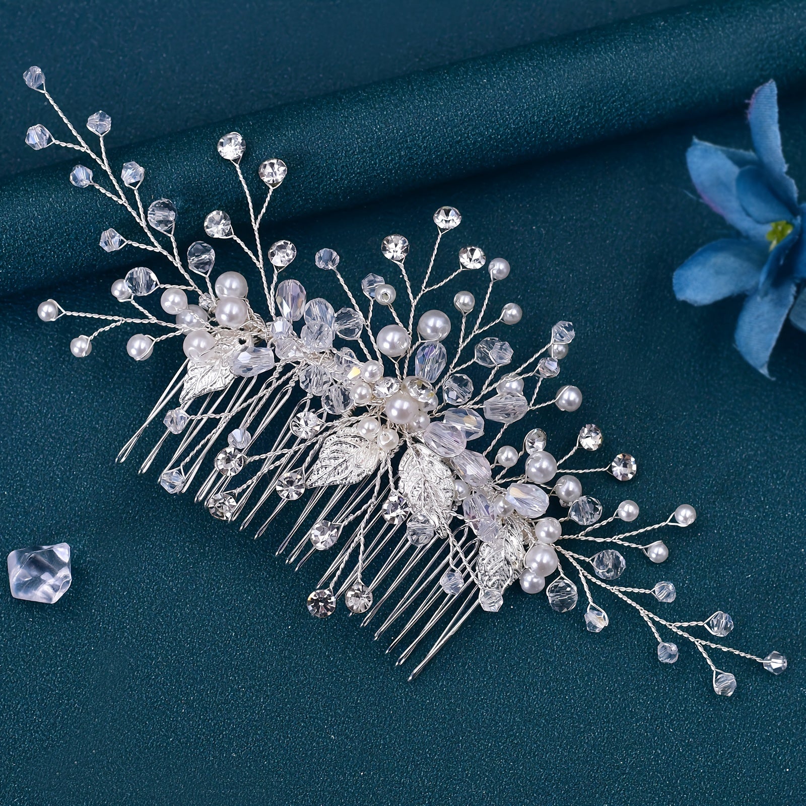 Silvery Rhinestone Bridal Hair Comb for Weddings