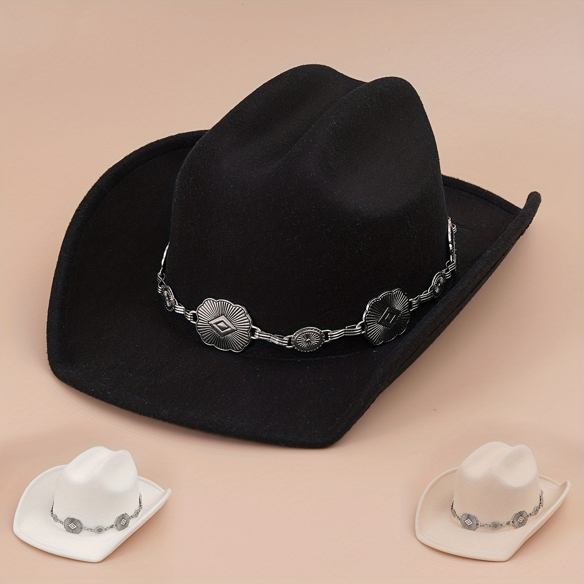 Vintage Western Cowboy Hat Solid Jazz Fedora Cap Unisex Felt Hats