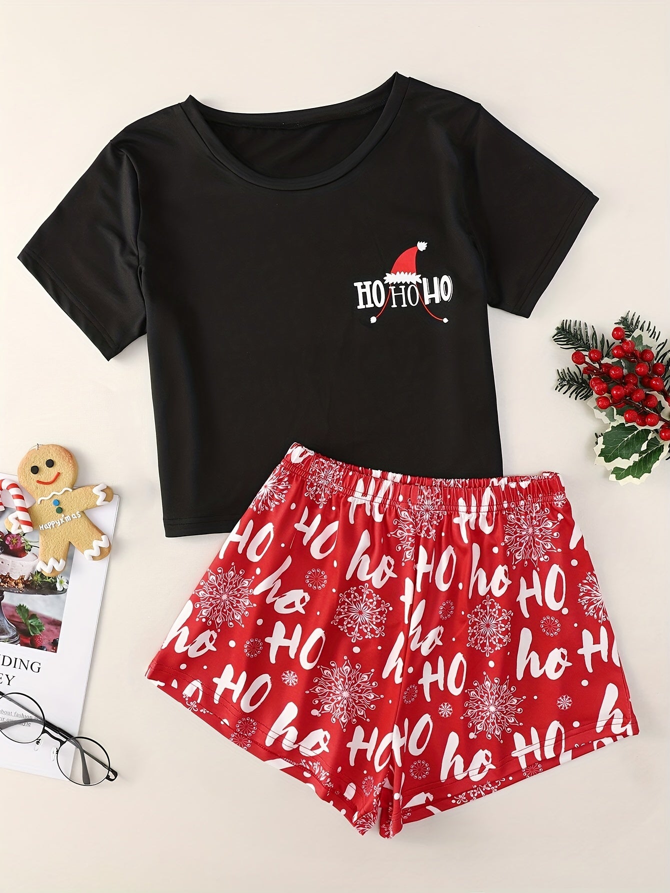 Christmas Loungewear Set Top & Shorts Women's Loungewear