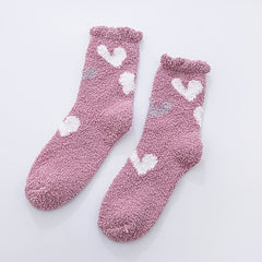 3 Pairs Women's Heart Pattern Fuzzy Socks Funny Colorful Plush Fluffy