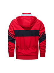 Men's Casual Striped Print Hooded Jacket