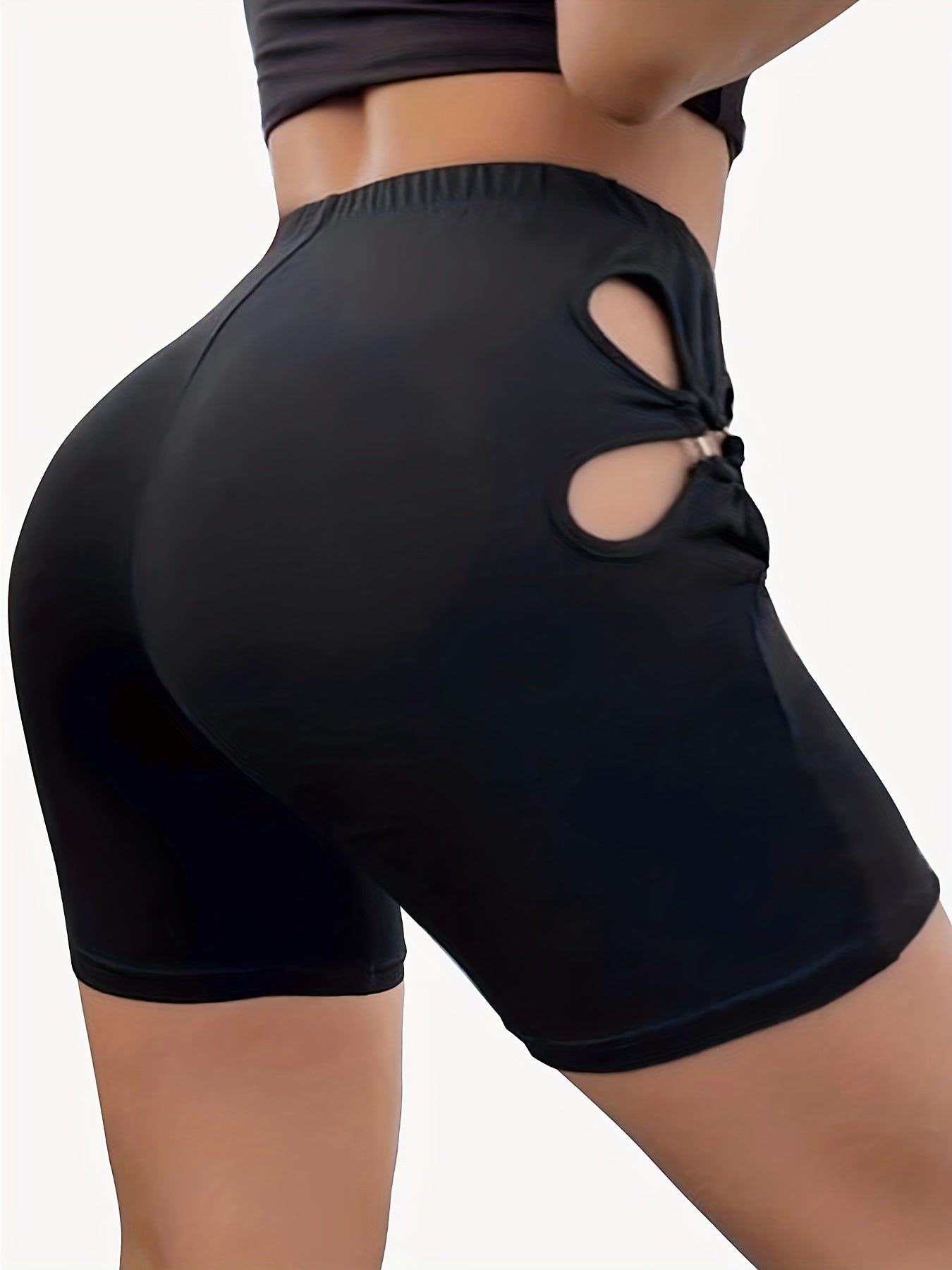  Women's Cut Out High Rise Skinny Fitness Shorts