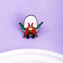 Red Long Beard Hunter Brooch Punk Lapel Pin Accessories