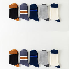 10 Pairs Stripe Print Ribbed Socks Women's Stockings